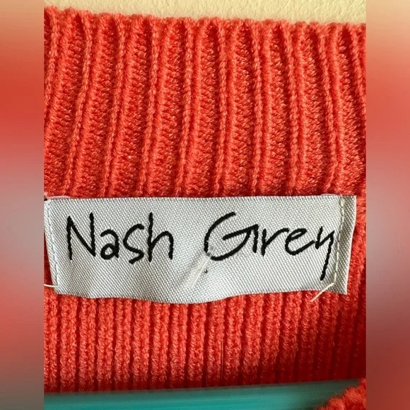 NWT Nash Grey Autumn Breeze Orange Crop Sweater Large Oversized High/Low - Picture 3 of 8